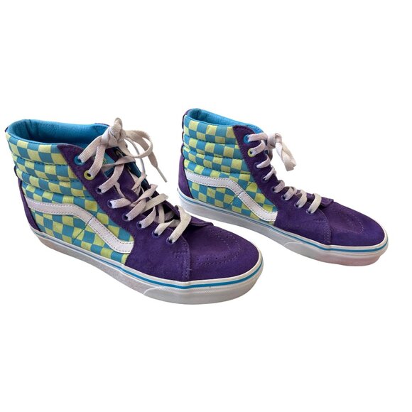 Vans unisex Sk8 Hi Purple Green Checkerboard Sneaker Sz 9 SKU 8997 - Picture 4 of 16